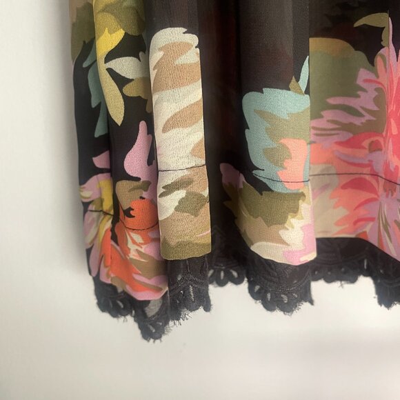 Anthropologie Maeve Black Floral Violetta Dress Size Medium Boho Bohemian - Picture 6 of 10